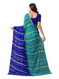 Satrani Womens Bandhani Printed Georgette Saree With Unstitched Blouse Piece(2351Sr822_Teal Blue, Blue)