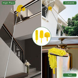 Newliton 17FT Extendable Duster with 2-9 ft Extension Pole for High Ceilings, Newliton Cobweb Duster for Ceiling Fans Hard-to-Reach Areas, Long Handle Microfiber Dusting Tool for Home Cleaning