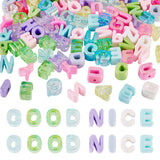 FASHEWELRY 100Pcs Acrylic Letter Beads Random Letters Big Plastic Letter Blocks Iridescent 3D Letters Chunky Initial Alphabet Be