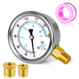 MEANLIN MEASURE 0~160Psi Stainless Steel 1/4 NPT 2.5 FACE DIAL Liquid Filled Pressure Gauge WOG Water Oil Air Lower Mount, with 