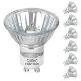 Lacnooe GU10 Halogen 35W Bulbs, 6 Pack GU10+C 120V 35W Halogen Light Bulbs with Long Lasting Lifespan, Dimmable MR16 GU10 Light 