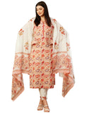 Anni Designer Women'S Cotton Blend Straight Printed Kurta With Pant & Dupatta (Dhama Peach_L_Peach_Large),Peach,L