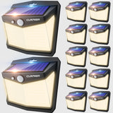 CLAONER Solar Lights Outdoor, [128 LED/12 Packs] Motion Sensor Lights 3 Working Modes for Outdoor with 270 Wide Angle Wireless I