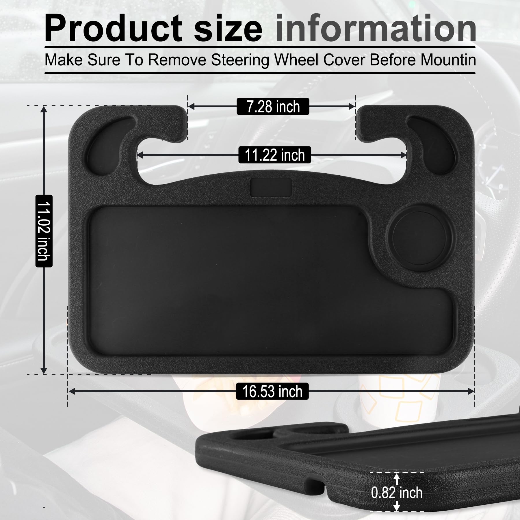 JUSTTOP Car Steering Wheel Desk for Laptop,Multipurpose Travel Car Accessories, Car Seat Stand Trays for Eating, Steering Wheel