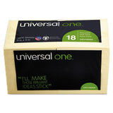 Universal 28068 Recycled Sticky Notes, 3 x 3, Yellow; 100Sheet, 18/Pack (UNV28068)