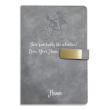 Brown Cloud Personalized Grey Velvet Finish Self Design Leather Cover Notebook/Diary Ruled With Personalised/Customized Message/