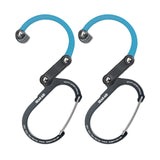 GEAR AID HEROCLIP Carabiner Clip and Hook (Large) for Camping, Backpack, Organization, and Garage, Black and Blue, 2 Pack