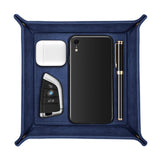 SITHON Valet Tray Desktop Storage Organizer - Premium PU Leather Catchall Bedside Vanity Tray Nightstand Caddy Holder for Remote