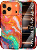 Btscase Compatible with iPhone 17 Pro Max Case 6.9 Inch 2025,Marble Pattern 3 in 1 Heavy Duty Shockproof Full Body Rugged Hard P