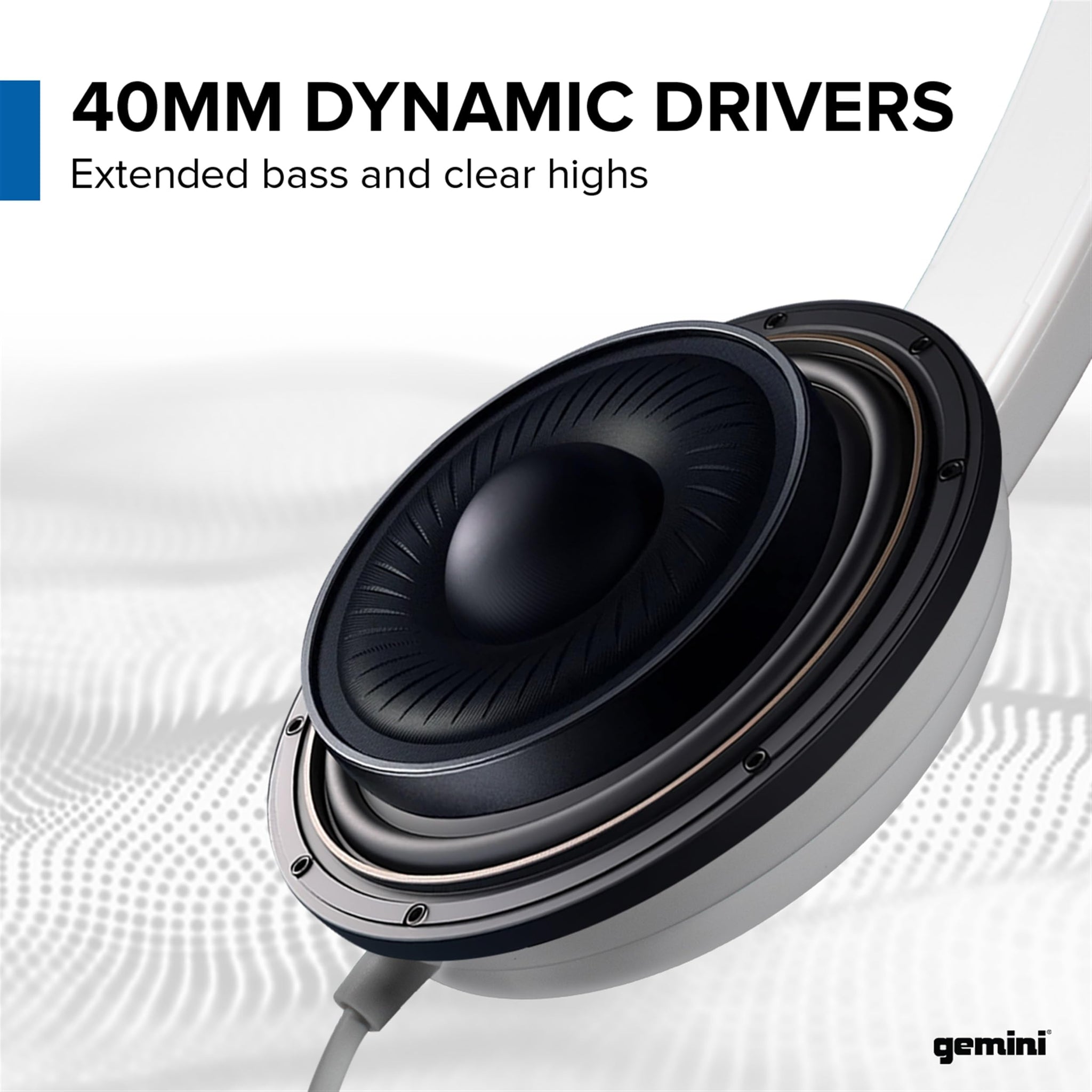 Gemini Sound DJX-200 White Professional DJ Headphones - Over-Ear Monitor with 40mm Drivers, Ultra-Comfort Ear Cups, Noise Isolat