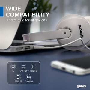 Gemini Sound DJX-200 White Professional DJ Headphones - Over-Ear Monitor with 40mm Drivers, Ultra-Comfort Ear Cups, Noise Isolat