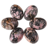 dssmboom 6 Pcs Oval Crystal Beads for Jewelry Making, Flat Back Rhodonite Stone Cabochons for DIY Crafts Decoration, 13mmx18mm