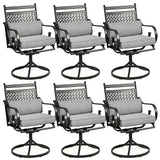 EROMMY Patio Swivel Chair Set of 6, Heavy Duty Outdoor Dining Chairs with Thickened Cushions, Metal Patio Chairs Gentle Rocker f