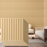 Nuanchu 32 Pcs 3D Wall Panels for Interior Wall Decor, 12''x12'' Fluted Textured Oak Accent Tiles Waterproof Paintable for Livin