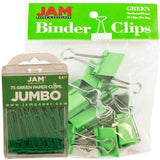 JAM PAPER Office Desk Supplies Bundle - Green - Jumbo Paper Clips & Medium Binder Clips - 1 Pack of Each (2 Packs Total)