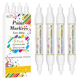 GPLMQ White Paint Pens - 4 Pack Dual Tip Acrylic Paint Markers (0.7mm & 3mm), Non-Toxic, Water Based Markers for Art Painting, S