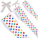 JarThenaAMCS 3 Roll Colorful Dots Grosgrain Ribbon Rainbow Dots Birthday Grosgrain Ribbon for Wreath Bow Craft Gift Wrap Party D