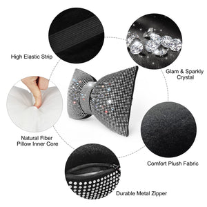surpassme Rhinestone Car Headrest Neck Pillow for Driving with Bling Bling Crystal Bows Pillow Car Accessories for Women