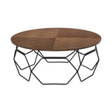 Cosmo Walnut Veneer Coffee Table With Black Metal Base
