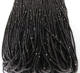 11/0 Charlotte True Cut Beads, Jet Black Opaque, (2 Perfect Facets) 1 Hank, Colourfast, Embroidery Jewelry Supply, Vintage Beads