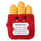 lasuroa 3.54 Inch Mini Positive Knitted Toy with Card Creative Cute Wool Inspirational Crochet Doll Encouragement Gift for Kids 