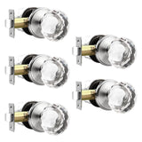 Lepushom 5 Pack Crystal Door Knobs Interior, Elegant Satin Nickel Closet Door Lock, Keyless Glass Door Knobs for Hallways and La