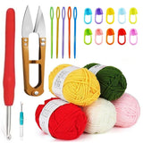 Dodhar Complete Crochet Kit For Beginners Yarn Set With Ergonomic Crochet Hooks, Needles, Stitch Markers, & Accessories, Diy C