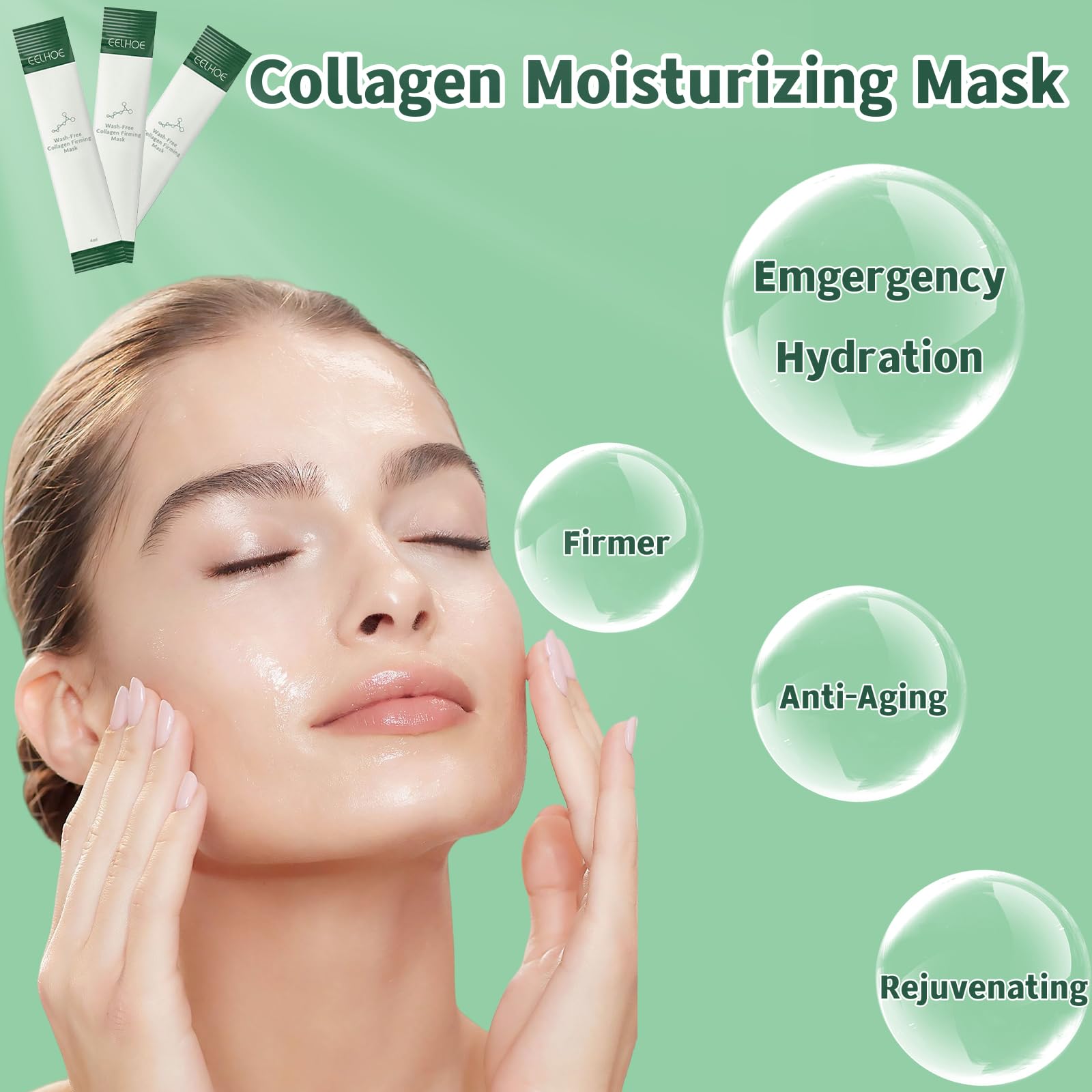 zhnnt 40 Pack Collagen Firming Face Mask,Wash-Free Firming Anti-Ageing Moisturising Face Mask,Smooth & Tight Skin,Facial Masks F