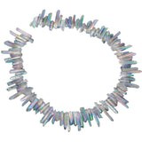 rockcloud Natural Rock Crystal Points Titanium Coated Clear Quartz Sticks Spikes Top Drilled 15 inch Strand,Green&AB Crystal