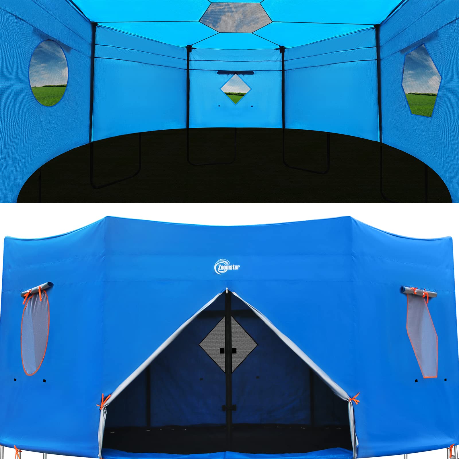 14FT Trampoline Tent, Fits for 14FT Straight Pole Round Trampoline, Trampoline Tent Cover (Fit for 6 Straight Pole Trampoline, T