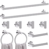 Lairuier Polished Chrome Bathroom Hardware Set, 10-Piece Towel Bar Set SUS304 Stainless Steel Bathroom Hardware Accessories Set 