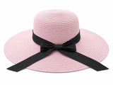 Clothera Summer Brim Floppy Straw Beach Hats For Women, Pink