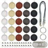 Allazone 45 PCS Wooden Pendant Trays 25 MM 5 Colors Round Pendant Cabochon Craft Bases for DIY Jewelry Gift Making