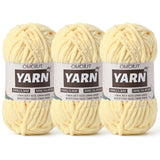 3 Pack Yellowish Fluffy Chunky Chenille Crochet Yarn, Baby Yarn for Crocheting Soft Blanket, Bulky Velvet Yarn (100g/54.8yds Eac