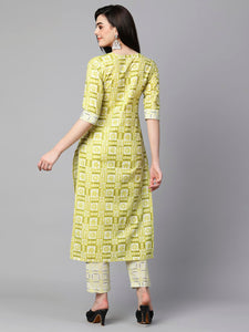 Gosriki Women'S Cotton Blend Straight Printed Kurta With Pant Set (G20 Green-Nw-Gs_Xxl_Green_Xx-Large),Green,2,B0CJC6GDLN