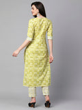 Gosriki Women'S Cotton Blend Straight Printed Kurta With Pant Set (G20 Green-Nw-Gs_Xxl_Green_Xx-Large),Green,2,B0CJC6GDLN