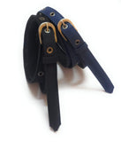 Generic Womens Cotton Canvas Belt Black And Nevyblue 2Pcs