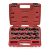 Neiko 03324A Crowfoot Wrench Set 1/2 and 3/8Drive, 15 Piece, Metric Crows Foot Wrench Sizes 8mm-24mm, Chrome-Moly Flare Nut 