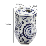 Benjara Elegantly Crafted Bath Accessories, Set Of 4, Blue And White
