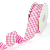 PQZKLDP Pink and White Gingham Ribbon 1 inch Plaid Ribbon Flower Bouquet Wreath Gift Wrapping Checked Ribbon 100% Polyester Each