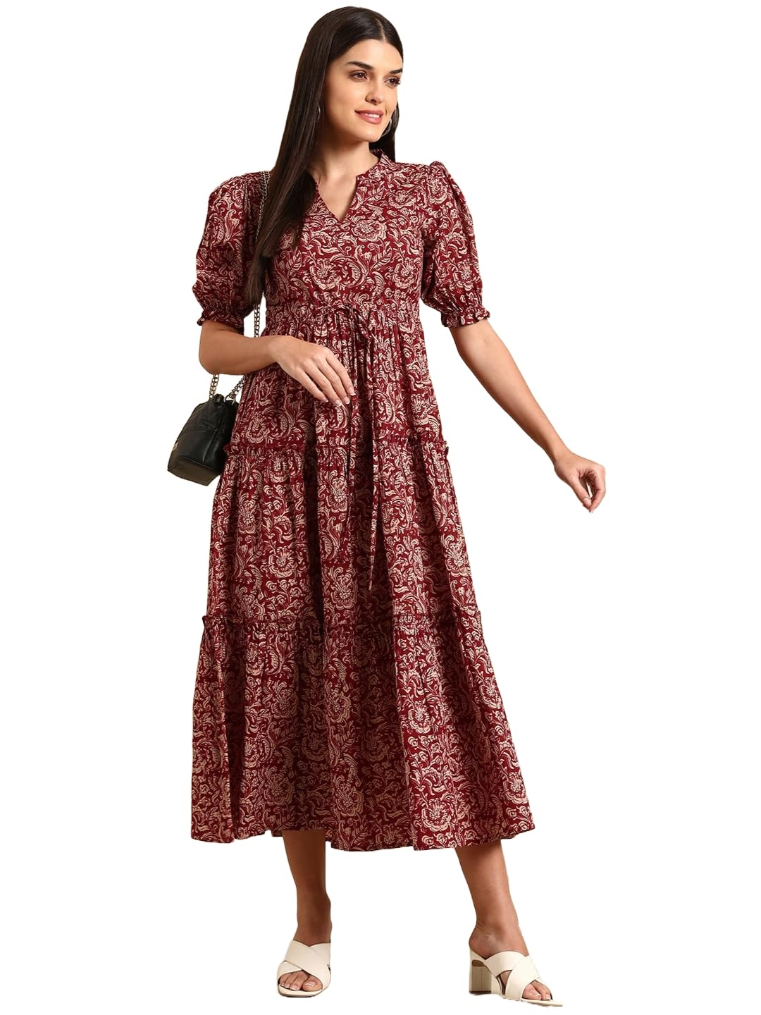Anni Designer Women'S Cotton Blend Anarkali Printed Kurta (Cam11 Maroon_L_Maroon_Large),Maroon,L