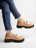 Shoetopia Smart Casual Chain Detailed Cream Loafers For Women & Girls /Uk5,Cream,5,B0C8D8X3XQ