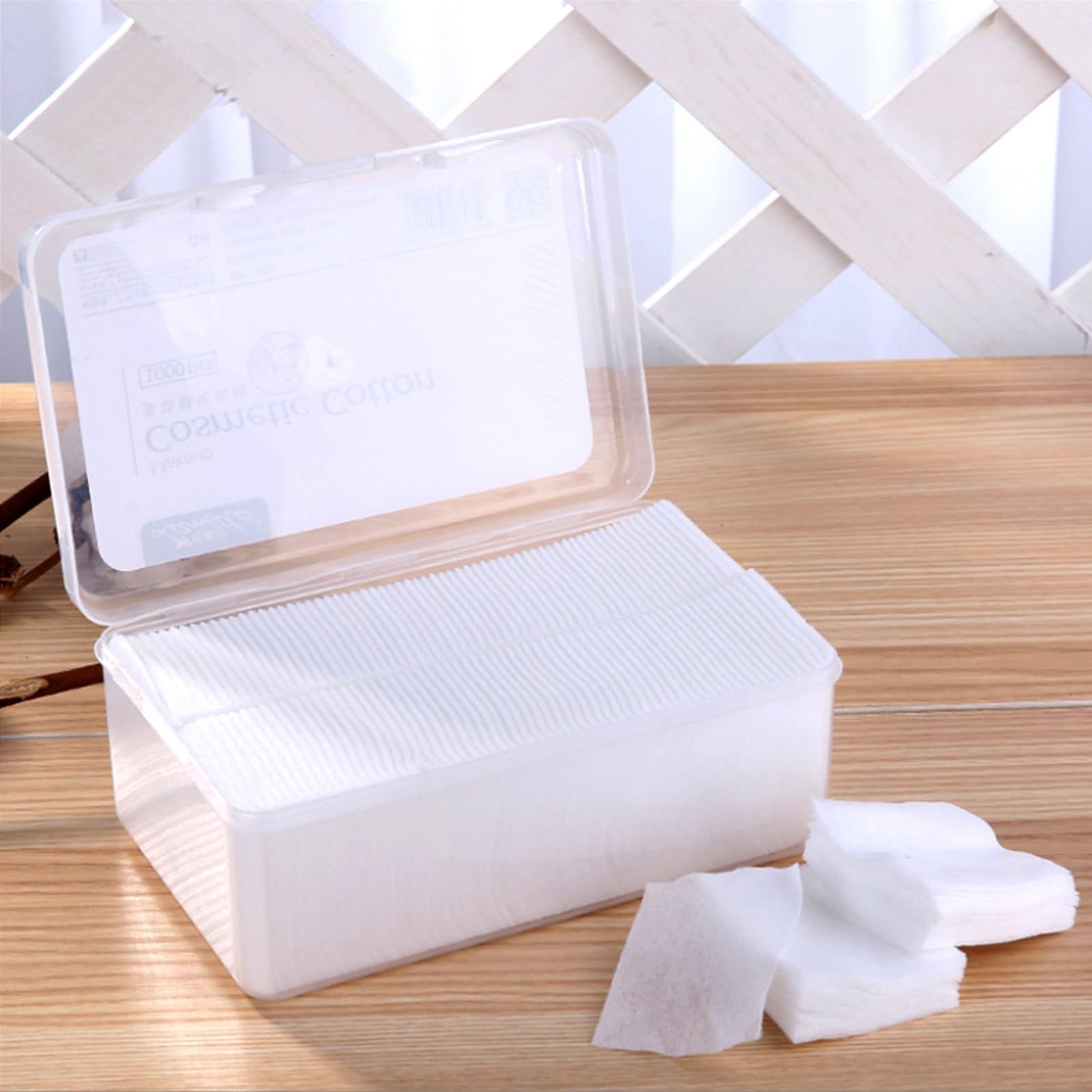 1000 Pcs Ultra Thin Makeup Facial Cotton Pads, Soft Lint Free Dry Nails/Lips/Eyes Polish Remover Pads, Square Cosmetic Beauty Co