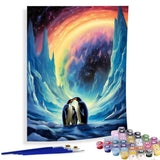 Diymood Paint by Numbers for Adults Penguin, DIY Oil Painting Aurora Borealis Acrylic Paint by Number Kits for Kids Adults Begin