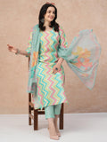 Anni Designer Women'S Rayon Blend Straight Printed Kurta With Pant & Dupatta (Zaggu Pista-Nw_M_Pista_Medium),Pista,M,,,