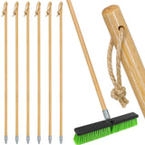 6 PK Wooden Push Broom Handle with American Threaded Metal Tips