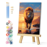 Natuyalo Framed Paint by Numbers on Canvas Lion Acrylic Paint by Numbers Kits for Adults Beginner Animal Pictures Painting Kits 