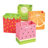 Fun Express Tutti Frutti Fruit Designed Gift Bags Set of 12 Strawberry, Watermelon, Kiwi, Orange Party Favor Supplies