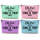 4Pcs Girl Trip 2025 Makeup Bag Funny Girls Trip Gifts Favors Girls Weekend Gifts Weekender Bag Summer Vacation Birthday Graduati