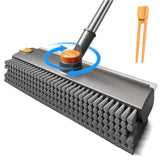 BRMUEIX 3in1 Floor Scrub Brush with Long Handle, Scrape and HeavyDuty Stiff Bristle Floor Scrubber Brush with Squeegee and Tw